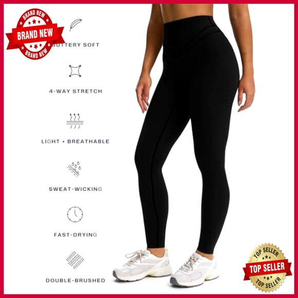 High Waisted Workout Leggings Tummy Control Hidden Scrunch Butt Lifting 26" - Picture 5 of 7